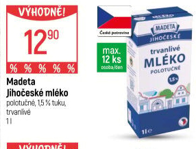 Mléko trvanlivé Jihočeské Madeta - 1,5% polotučné