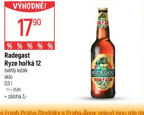 Pivo světlý ležák 12° Ryze hořká Radegast