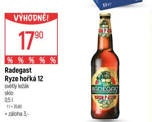 Pivo světlý ležák 12° Ryze hořká Radegast