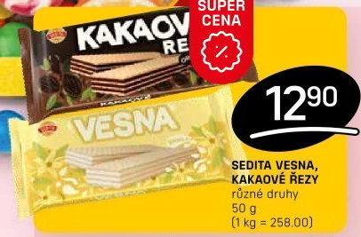 Oplatky kakaové řezy Sedita