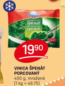 Špenát porcovaný mražený Vinica