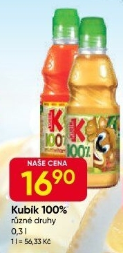 Šťáva ovocná 100% Kubík