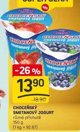 Jogurt smetanový ochucený Choceňský