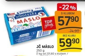 Máslo Jihočeské Madeta