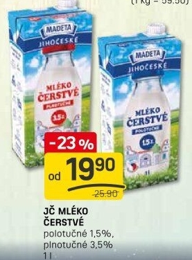 Mléko čerstvé Jihočeské Madeta