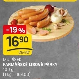 Párky farmářské libové Maso uzeniny Písek