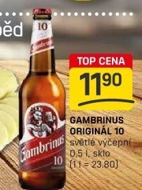 Pivo světlé výčepní Originál 10° Gambrinus