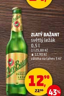 Pivo světlý ležák 12° Zlatý Bažant