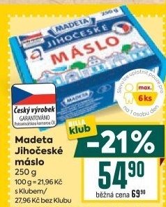 Máslo Jihočeské Madeta