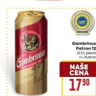 Pivo světlý ležák 12° Patron Gambrinus