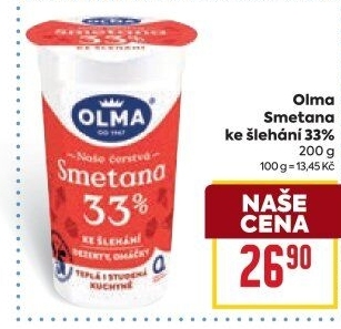 Smetana ke šlehání Olma 33%