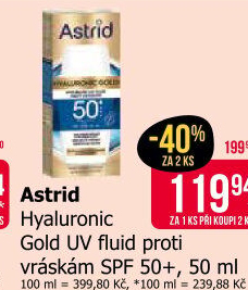 Pleťový Fluid Hyaluron Gold SPF 50 Astrid