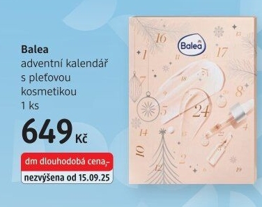 Adventní kalendář s pleťovou kosmetikou Balea