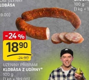 Klobása z udírny Příbramská uzenina