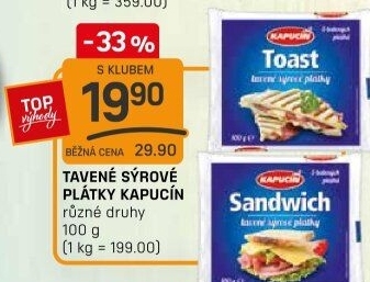 Sýr tavený plátky Kapucín