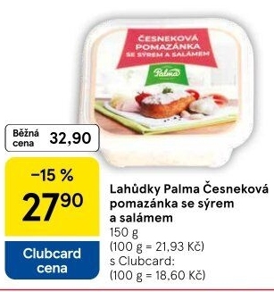Česneková pomazánka se sýrem a salámem Lahůdky Palma