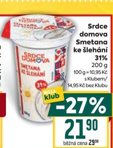 Smetana ke šlehání 31% Srdce domova