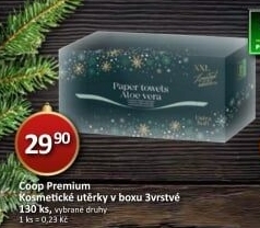 Papírové kapesníčky 3vrstvé Coop Premium - box