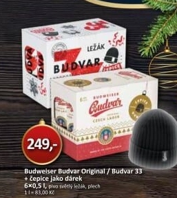 Pivo světlý ležák 33 Budweiser Budvar - dárkové balení