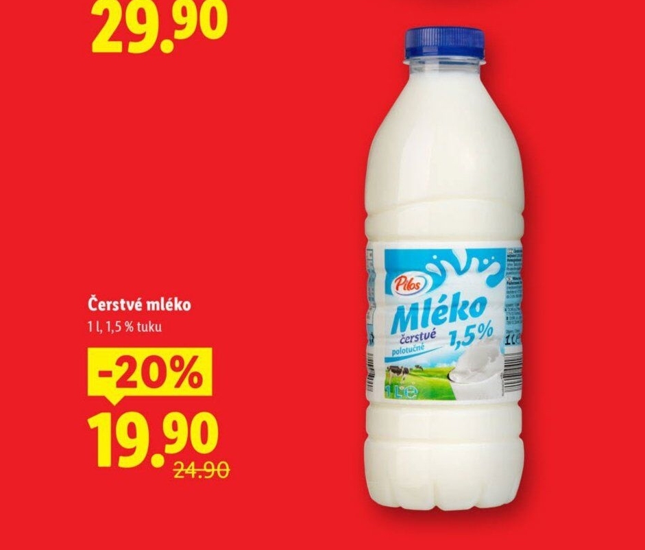 Mléko čerstvé Pilos - 1,5% polotučné