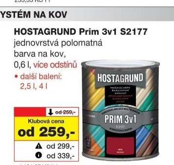 Barva na kov Prim 3v1 Hostagrund