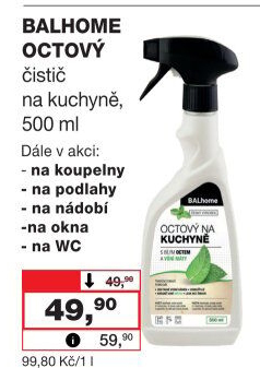 Čistič kuchyně ve spreji octový Balhome