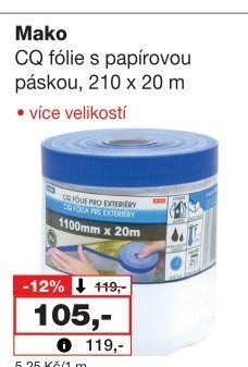 CQ fólie interierová s papírovou páskou Mako