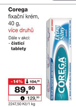 Fixační krém na zubní protézu Corega