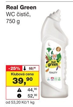 Gelový čistič WC Reál Green Clean