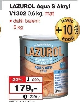 Lak na dřevo Aqua s akryl Mat Lazurol