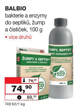 Přípravek Bakterie do žump a septiků BALbio