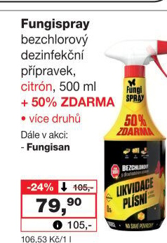 Přípravek proti plísním bez chloru Fungispray