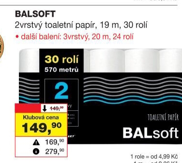Toaletní papír 2vrstvý BALsoft