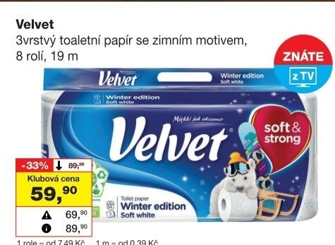 Toaletní papír 3vrstvý Velvet