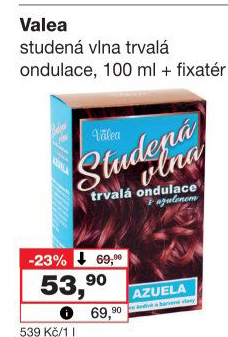 Trvalá ondulace Studená vlna Valea