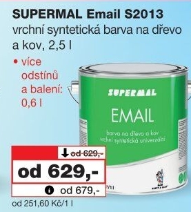 Vrchní barva na dřevo a kov Email Supermal