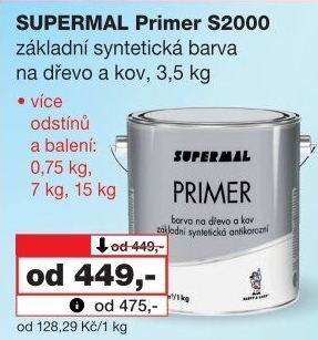 Základní barva na dřevo a kov Primer Supermal