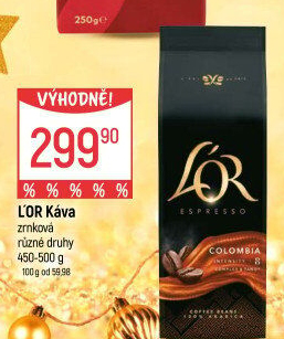 Zrnková káva Espresso Colombia L'