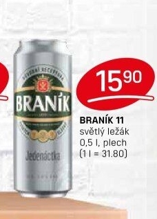 Pivo světlý ležák 11° Jedenáctka Braník