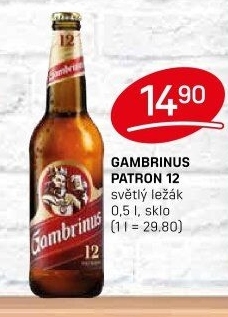 Pivo světlý ležák 12° Patron Gambrinus