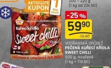 Kuřecí křídla pečená mražená Sweet chilli Vodňanské kuře