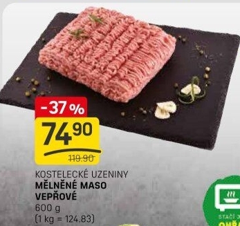 Maso mělněné vepřové Kostelecké uzeniny