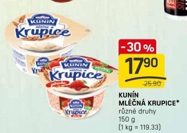 Mléčná krupice Mlékárna Kunín