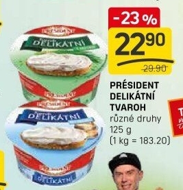 Tvarohové pomazánky Delikátní Président
