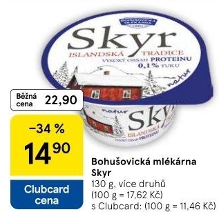 Dezert zakysaný bílý Skyr Bohušovická mlékárna