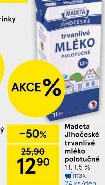 Mléko trvanlivé Jihočeské Madeta - 1,5% polotučné