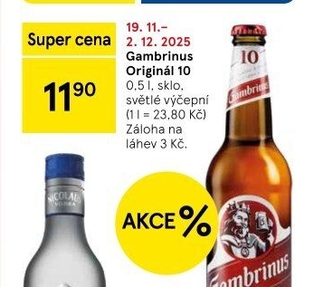 Pivo světlé výčepní Originál 10° Gambrinus
