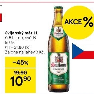 Pivo světlý ležák 11° Svijanský Máz Svijany