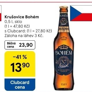 Pivo světlý ležák Bohém Krušovice