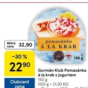 Pomazánka a la krab s jogurtem Gurmán klub